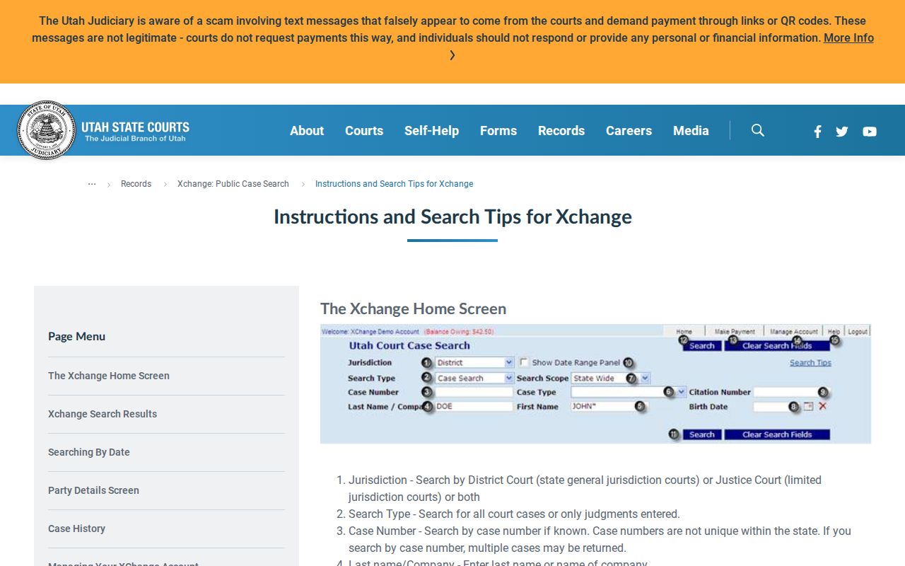 Utah Xchange fields for a Salt Lake County released-inmate booking-photo case