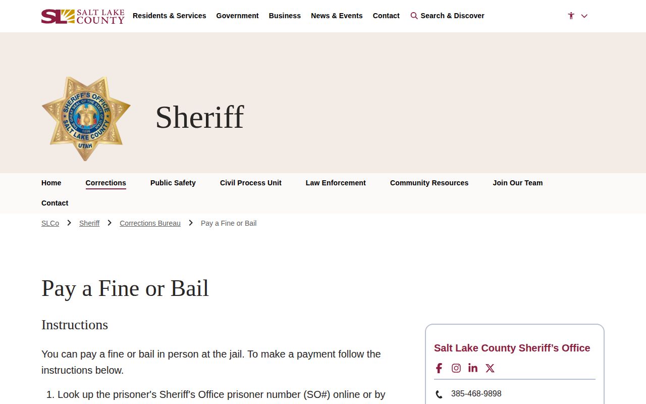 Salt Lake County bond payment and inmate release rules