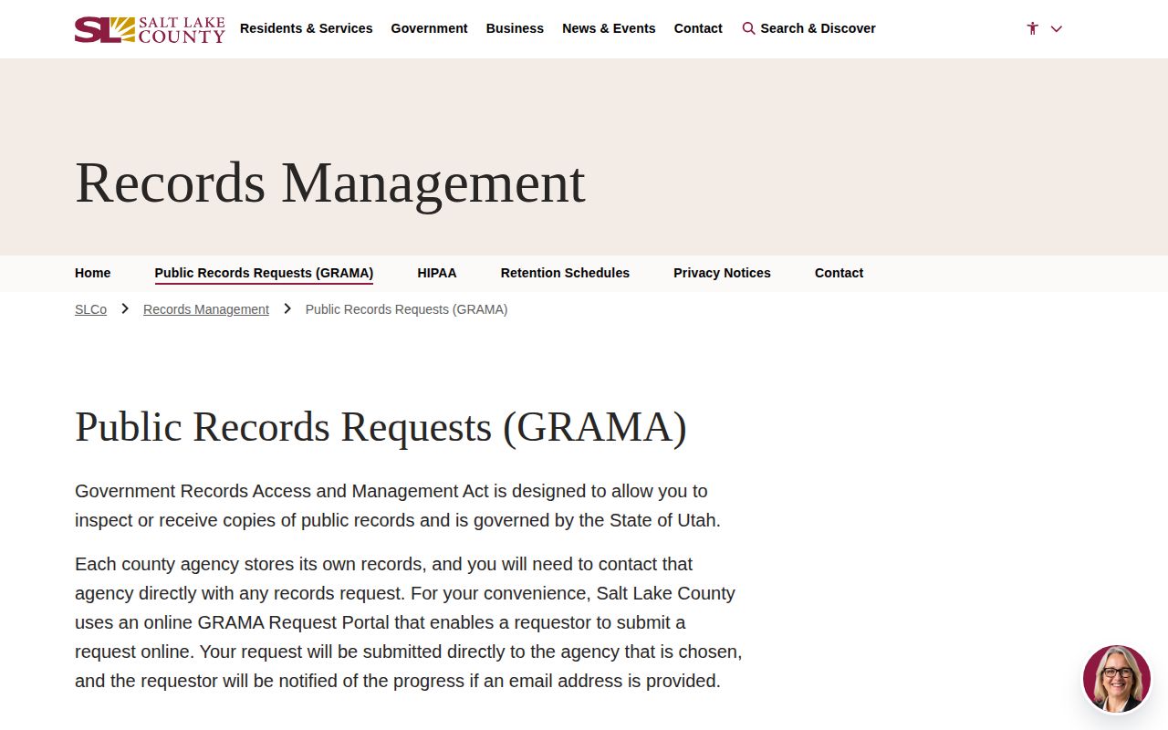 Salt Lake County release record GRAMA request process