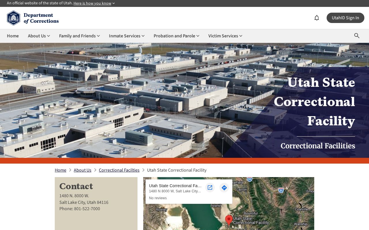 Utah State Correctional Facility release and offender record information