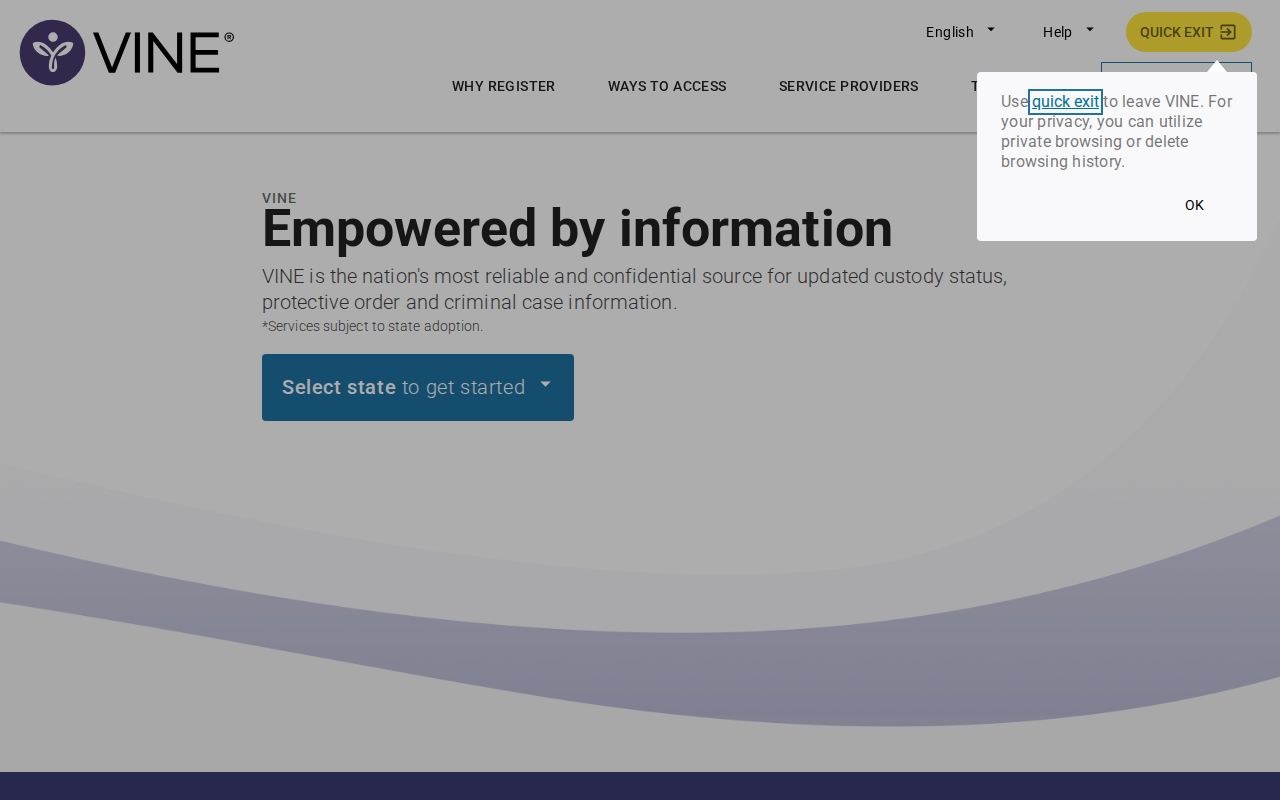 Salt Lake County VINELink inmate search and registration interface